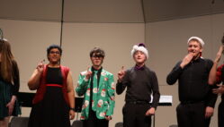 Members of the Purple Aires perform “Fruitcake” Dec. 16, 2024, at Edward Stone Middle School. This year marked the 50th year that “Fruitcake” has been a part of Burlington High School’s Holiday Jazz Concert.