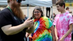 Kelli Bonar, a longtime special education teacher, is all smiles Friday, May 30, 2025, during Aldo Leopold Intermediate School’s field day.