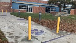 Bollards are shown outside Corse Early Childhood Center. Bollards are among several additional safety features that have been made possible district-wide by School Safety Improvement Fund grants the district was awarded for each of its eight in-person attendance centers. Other features include hardened windows, additional fencing and door sensors.