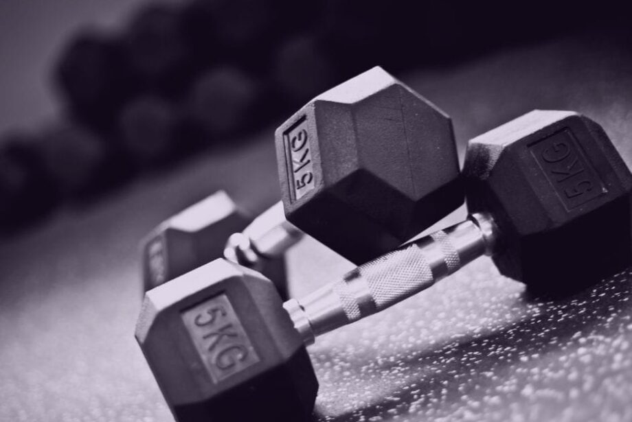 A pair of 5KG weights is shown