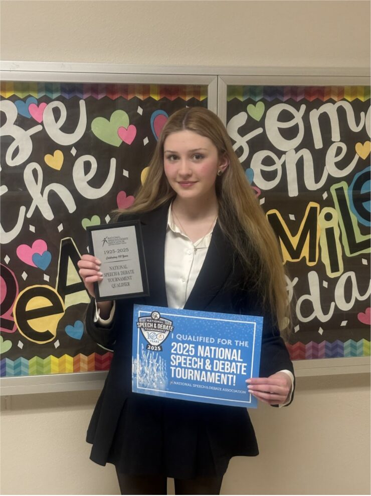 Dresden Fishback at the East Iowa District tournament after placing first in Congressional debate and qualifying for the national tournament. 